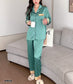 Pijama 2 piezas manga larga y pantalón color verde