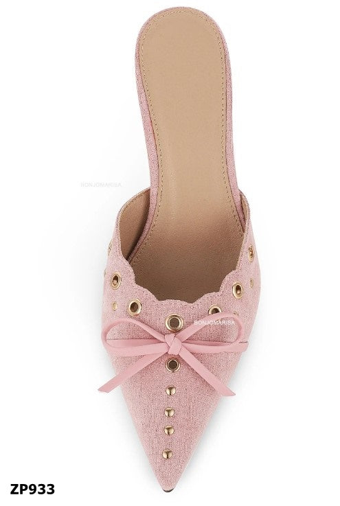 Zapato de tacón medio color negro y rosa