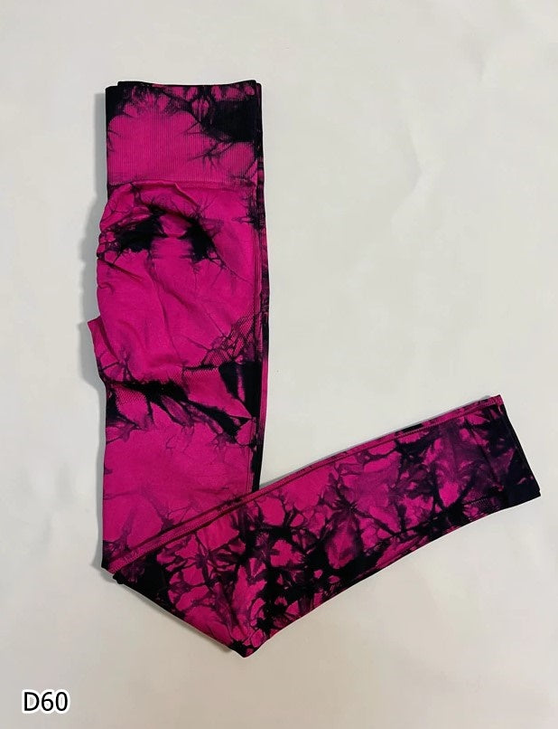 Leggings estampada color fucsia con negro