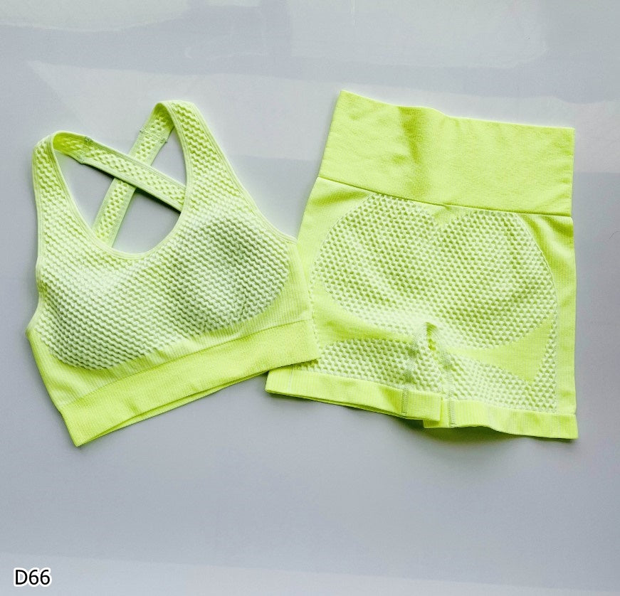 Set deportivo 2 piezas short y top verde neón