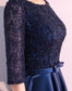 Vestido de Gala campana marino manga 3/4 color azul