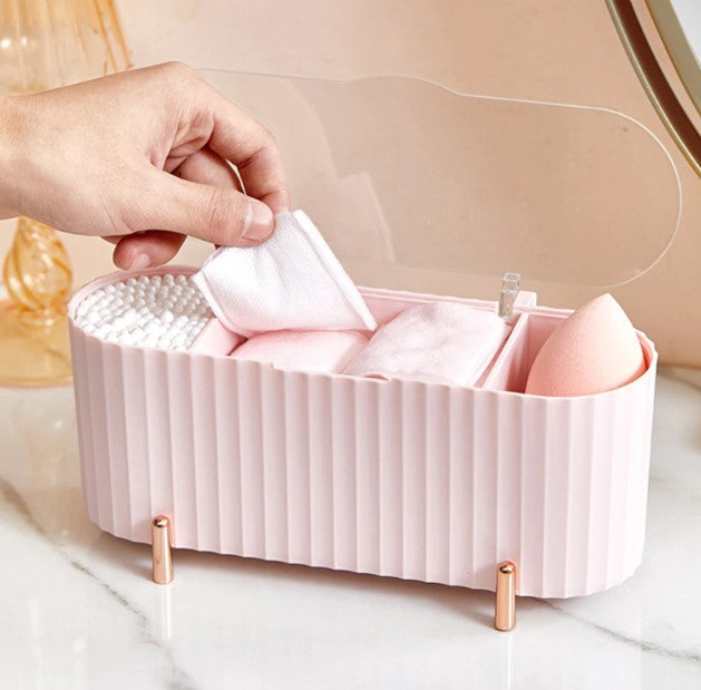 Caja de almacenamiento para cosméticos color rosa