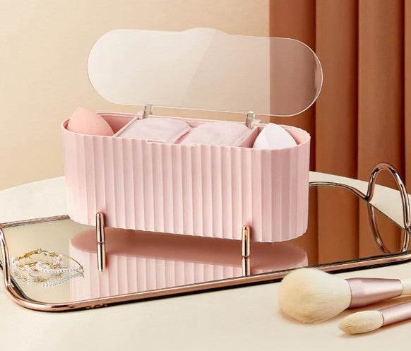 Caja de almacenamiento para cosméticos color rosa