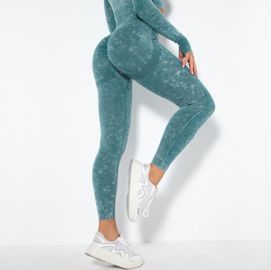 Leggings push up (a prueba de sentadillas) color verde y celeste