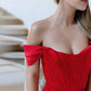 Vestido de Gala off-shoulder color rojo